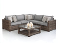 Divani da esterno - Polyrattan-Tessuto - 238x238x76 cm - Marrone-Grigio chiaro - Stile moderno