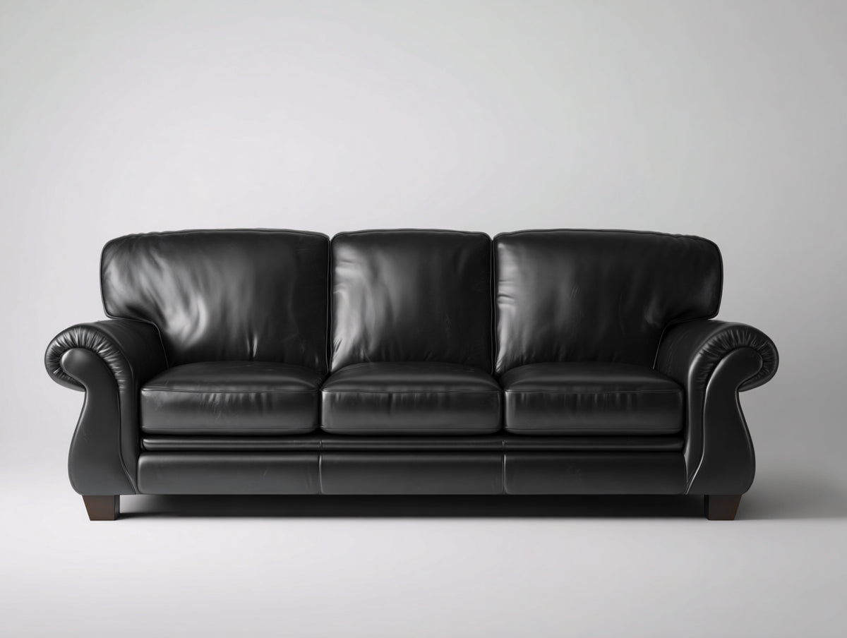 Divani a 3 posti - Similpelle - 210x90x88 cm - Nero - Stile classico
