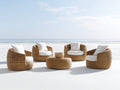Divani da esterno - Polyrattan-Tessuto - 88x84x76 cm - Marrone miele-Bianco - Stile mediterraneo