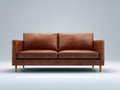 Divano a due posti - Similpelle-Legno - 180x88x82 cm - Marrone cognac - Stile moderno