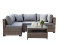 Divani da esterno - Polyrattan-Tessuto - 224x154x76 cm - Marrone chiaro-Grigio - Stile moderno