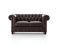 Divano a due posti - Similpelle-Legno - 165x88x77 cm - Marrone scuro - Stile Chesterfield