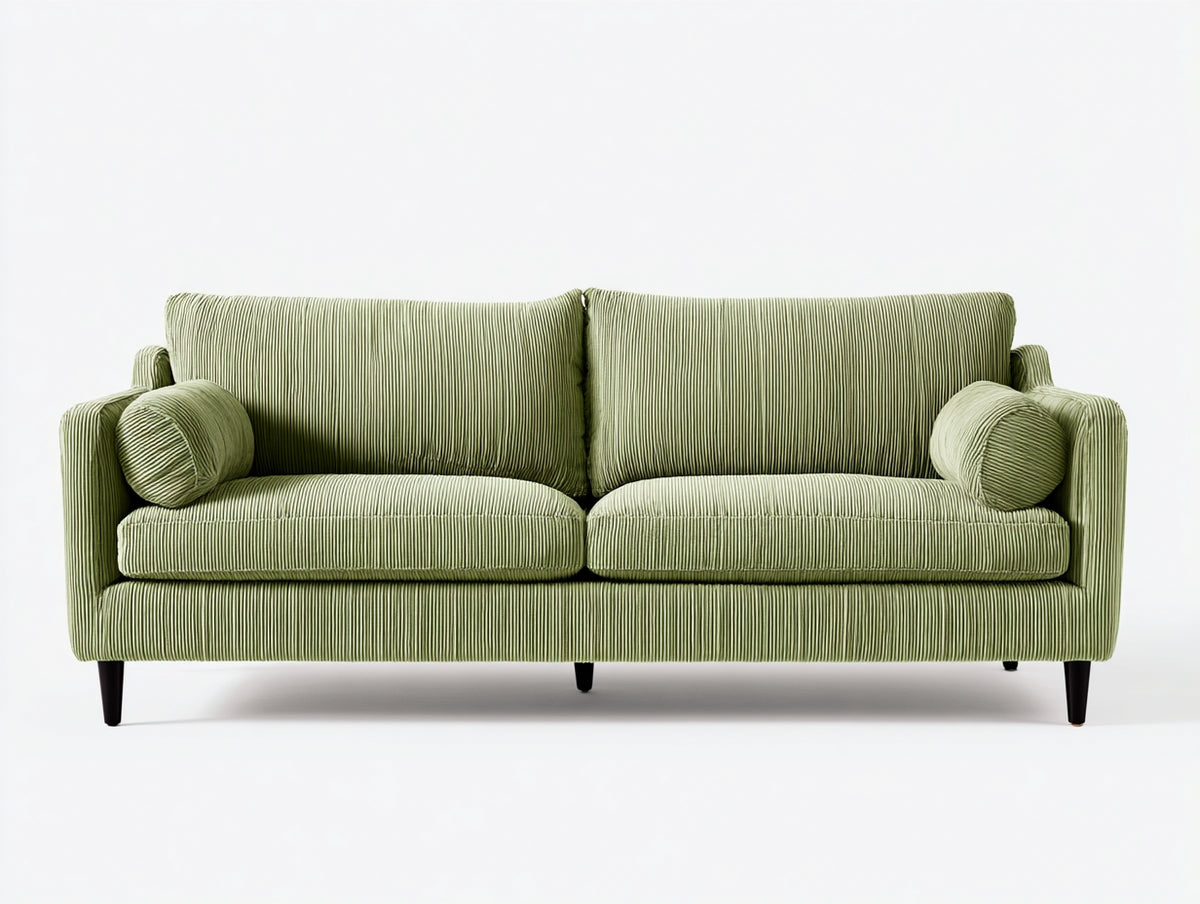 Divano a due posti - Velluto a coste-Legno - 188x89x83 cm - Verde salvia - Stile moderno