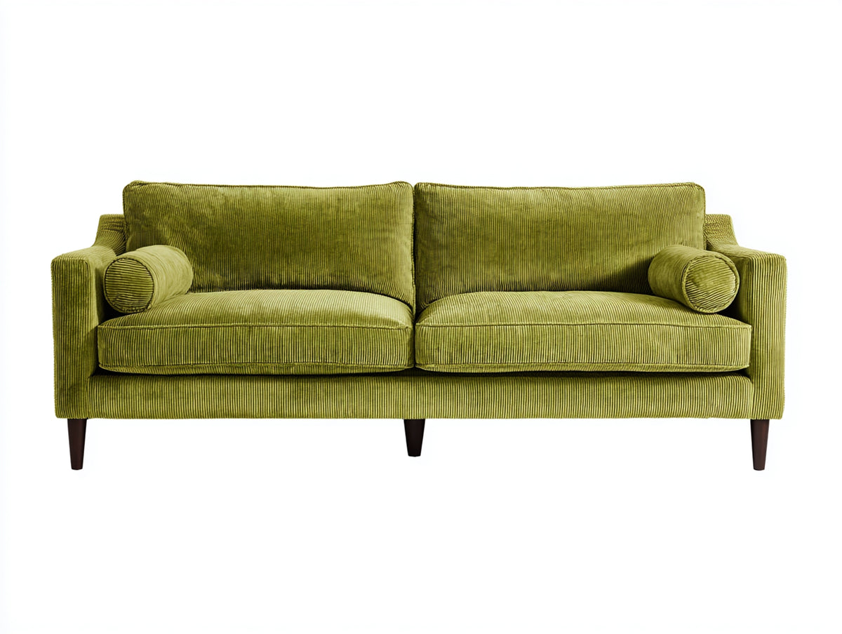 Divano a due posti - Velluto a coste-Legno - 186x88x82 cm - Verde oliva - Stile moderno