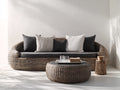 Divani da esterno - Polyrattan-Tessuto - 226x96x80 cm - Marrone scuro-Antracite - Stile organico