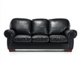 Divani a 3 posti - Similpelle-Legno - 212x93x90 cm - Nero - Stile classico