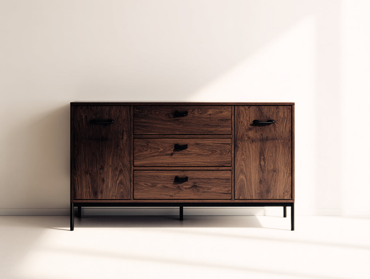 Mobile ingresso - Legno-Metallo - 150x40x80 cm - Marrone scuro-Nero - Industriale moderno