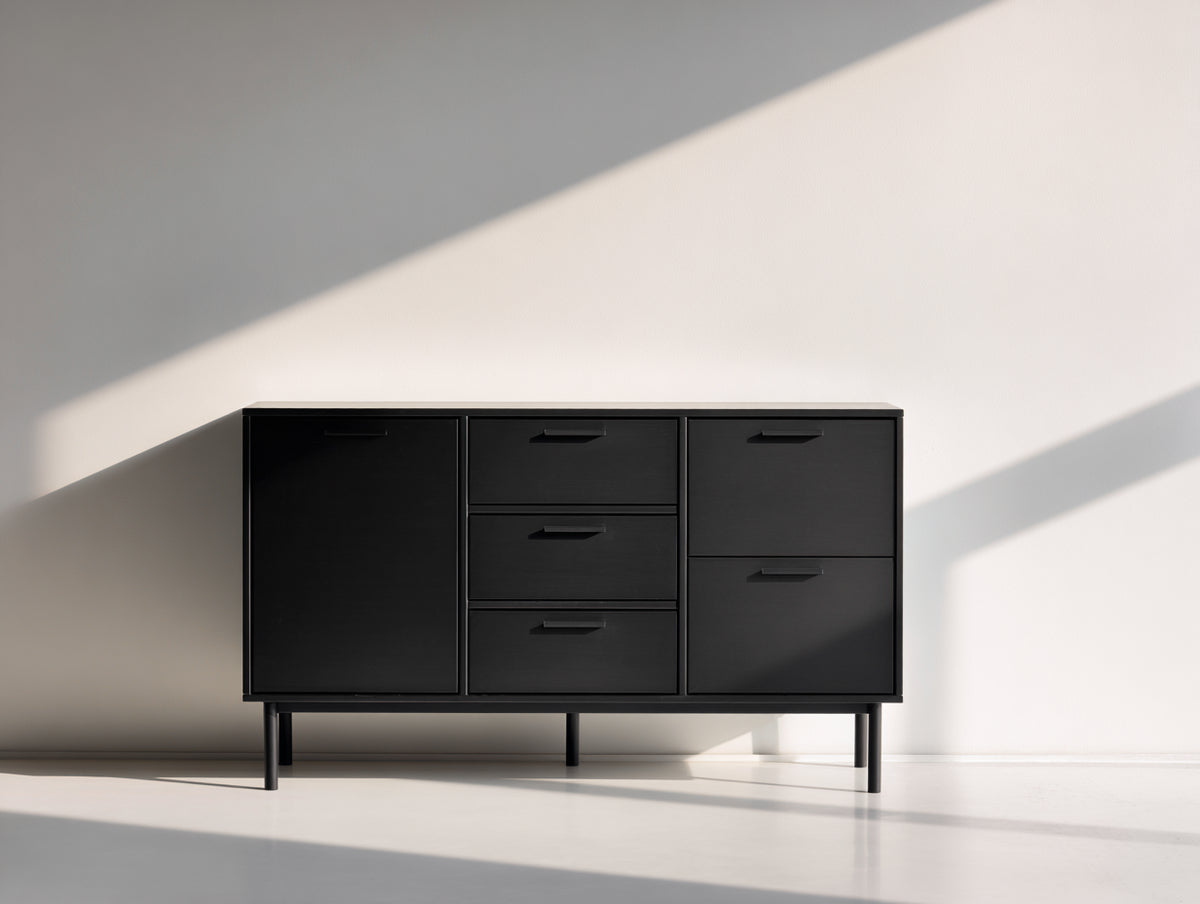 Mobile ingresso - Legno ingegnerizzato-Metallo - 145x40x82 cm - Nero - Moderno minimalista