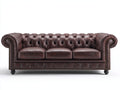 Divani a 3 posti - Similpelle-Legno-Metallo - 228x98x80 cm - Marrone - Stile Chesterfield classico