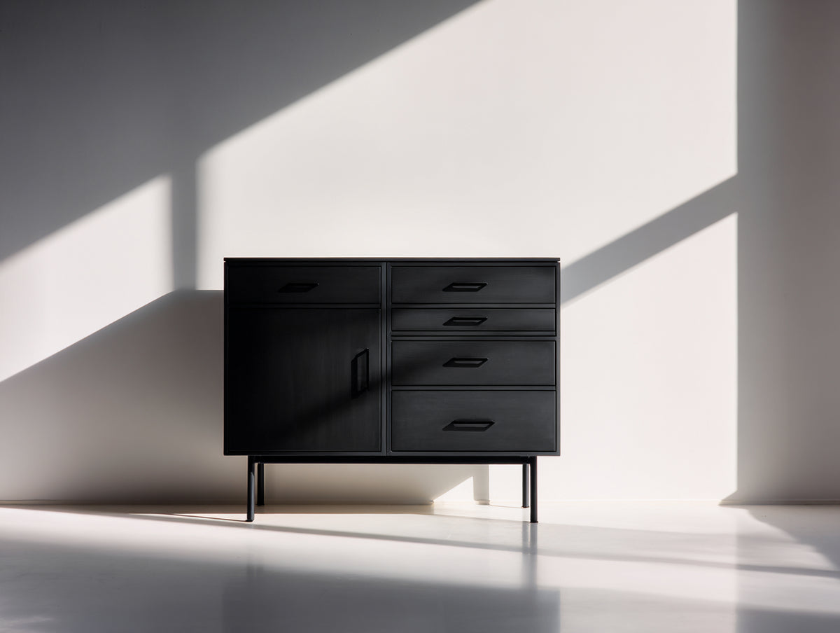 Mobile ingresso - Legno ingegnerizzato-Metallo - 110x40x90 cm - Nero - Moderno minimalista