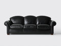 Divani a 3 posti - Similpelle-Legno - 218x94x88 cm - Nero - Stile classico