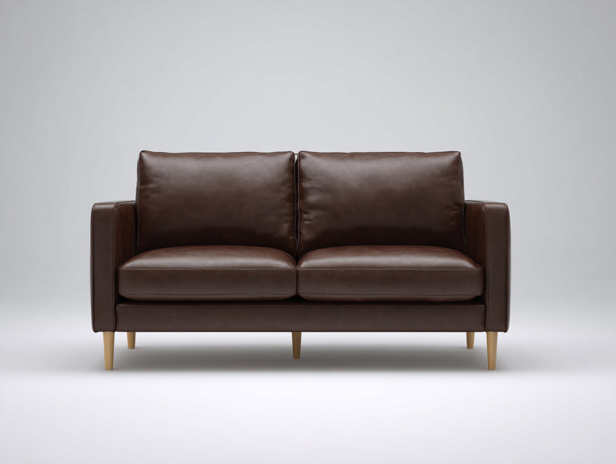 Divano a due posti - Similpelle-Legno - 176x86x84 cm - Marrone scuro - Stile moderno