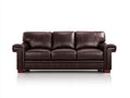 Divani a 3 posti - Similpelle-Legno - 210x92x88 cm - Marrone scuro - Stile classico contemporaneo