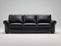 Divani a 3 posti - Similpelle-Legno - 215x92x86 cm - Nero - Stile classico