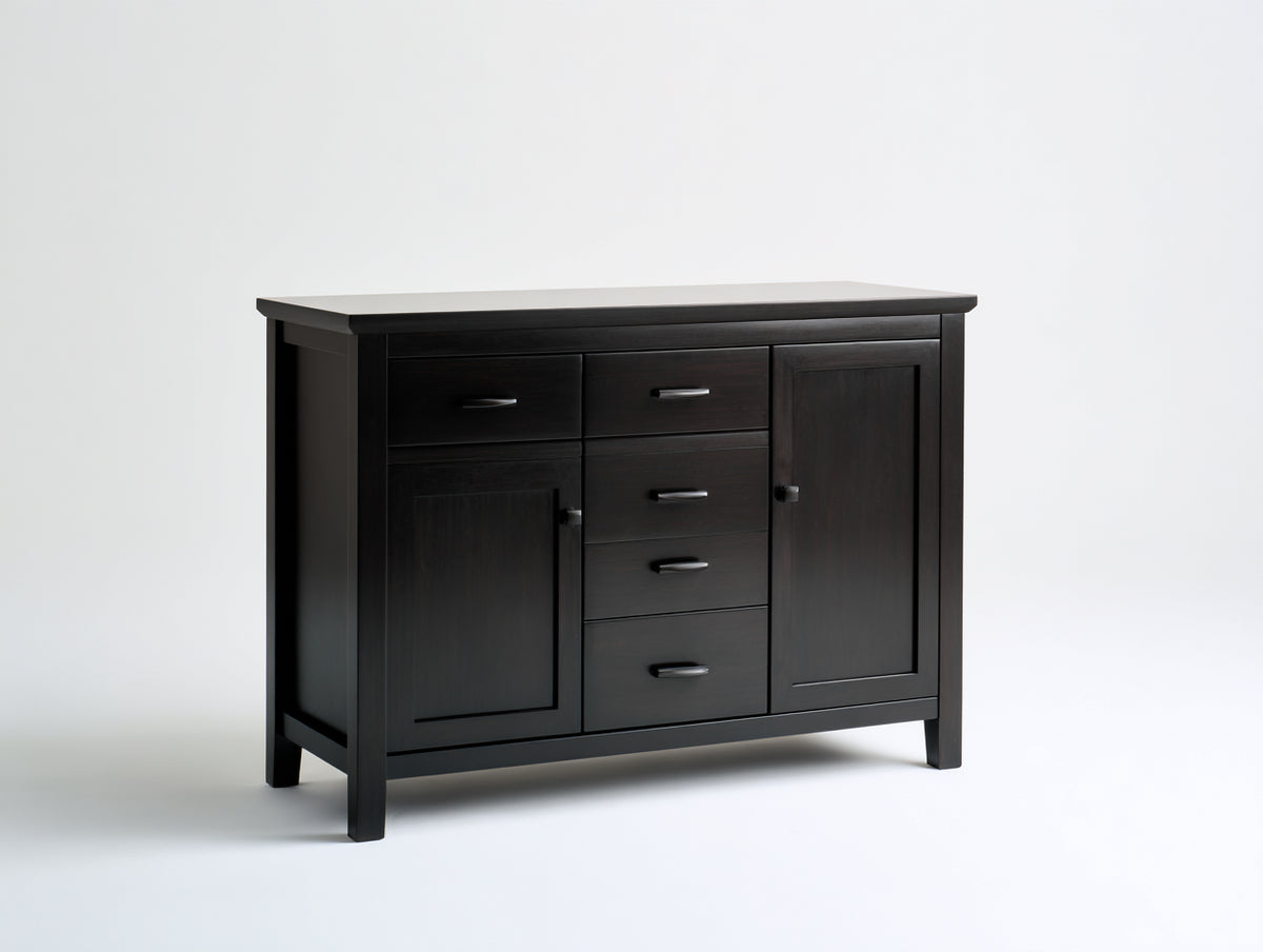 Mobile ingresso - Legno-Metallo - 125x42x90 cm - Marrone scuro-Nero - Classico contemporaneo