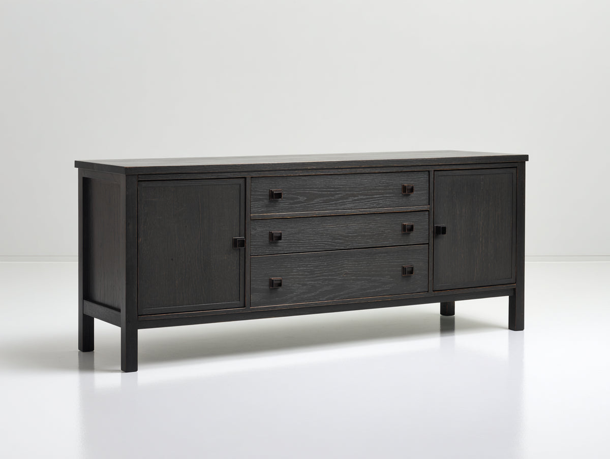 Mobile ingresso - Legno-Metallo - 165x45x78 cm - Marrone scuro-Nero - Industriale contemporaneo