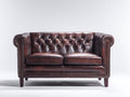 Divano a due posti - Similpelle-Legno-Metallo - 168x89x78 cm - Marrone - Stile Chesterfield