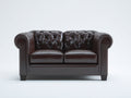 Divano a due posti - Similpelle - 160x88x76 cm - Marrone scuro - Stile Chesterfield