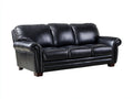 Divani a 3 posti - Similpelle-Legno - 216x96x91 cm - Nero - Stile classico elegante