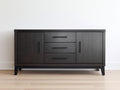 Mobile ingresso - Legno ingegnerizzato-Metallo - 150x42x80 cm - Nero - Moderno contemporaneo