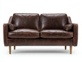 Divano a due posti - Similpelle-Legno - 174x89x84 cm - Marrone scuro - Stile rétro