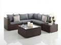 Divani da esterno - Polyrattan-Tessuto - 232x222x77 cm - Marrone scuro-Grigio - Stile contemporaneo