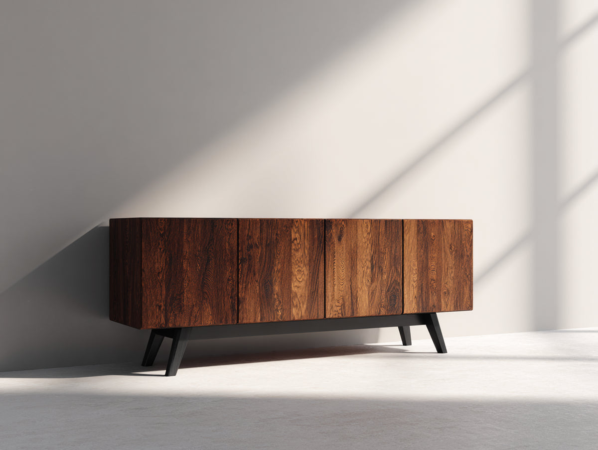 Mobile ingresso - Legno-Metallo - 160x40x72 cm - Marrone-Nero - Moderno naturale