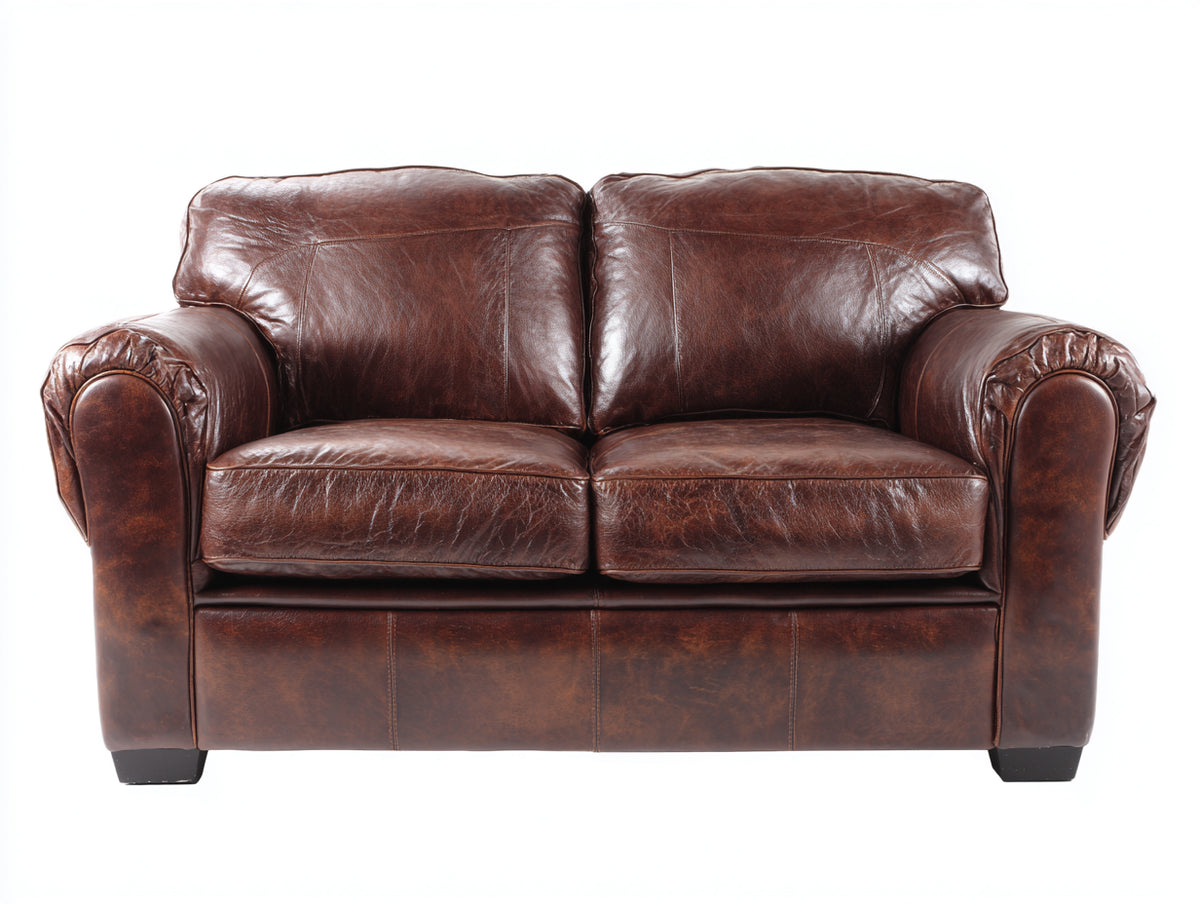Divano a due posti - Similpelle - 158x90x92 cm - Marrone scuro - Stile classico